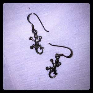 Sterling silver dangle earrings lizard shaped
